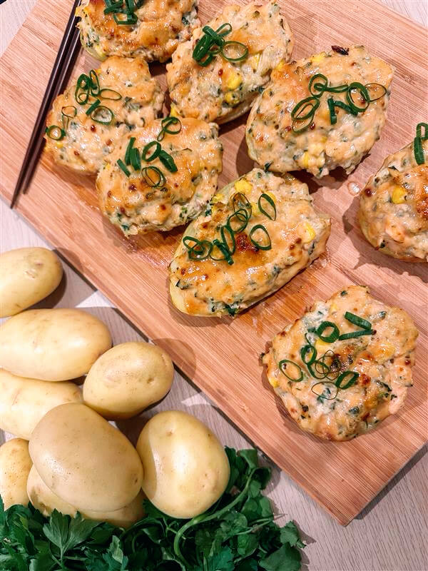 Twice Baked Miso Salmon Potatoes - Mitolo Family Farms