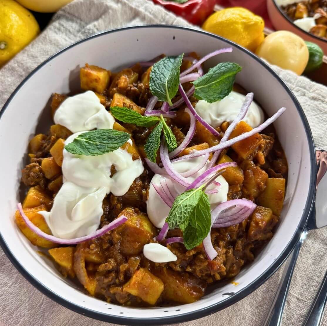 Courtney Roulston's Potato &amp; Lamb Mince Curry - Mitolo Family Farms
